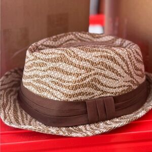 Brown Patterned Fedora Hat